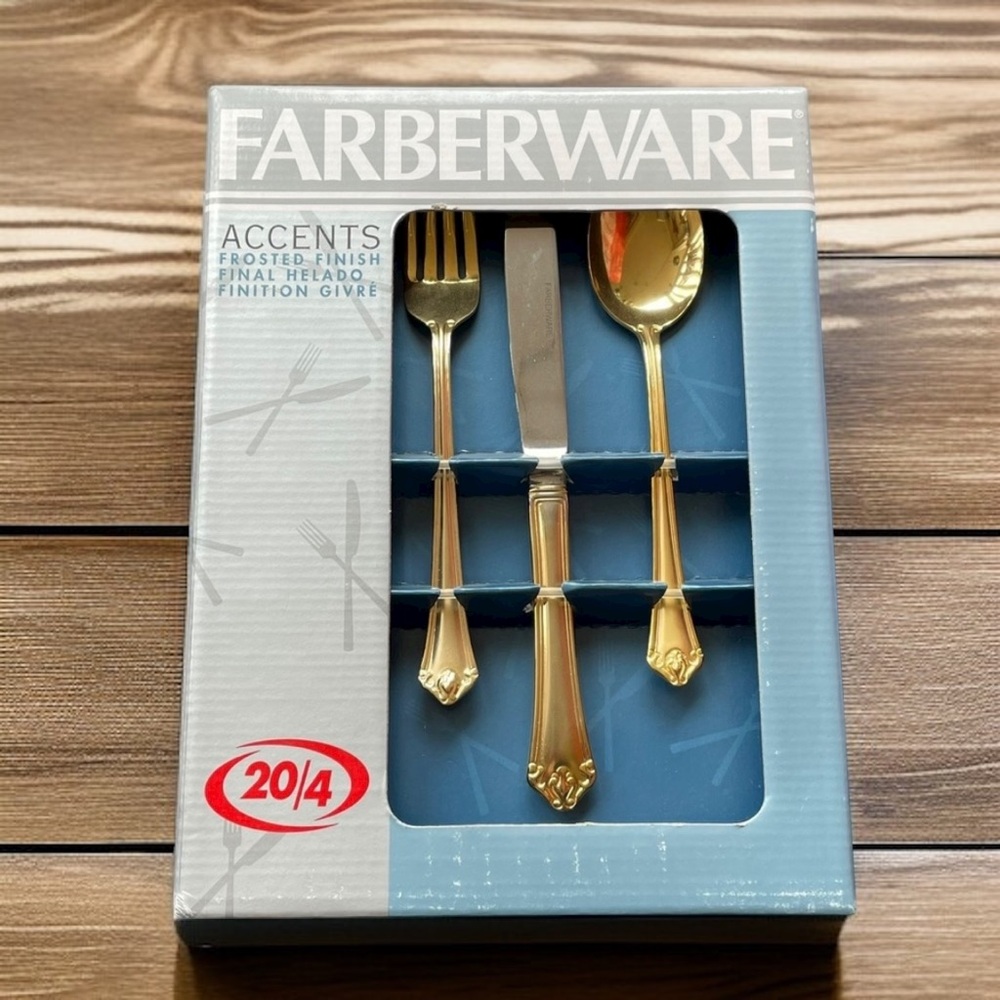 Farberware gold finish flatware service for 4+